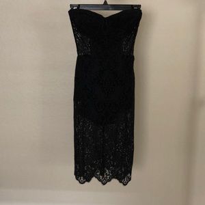 Black lace strapless dress
